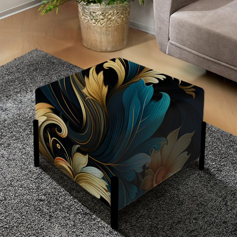 Inspirations Art déco, motif cachemire - repose-pieds carré à motif cachemire