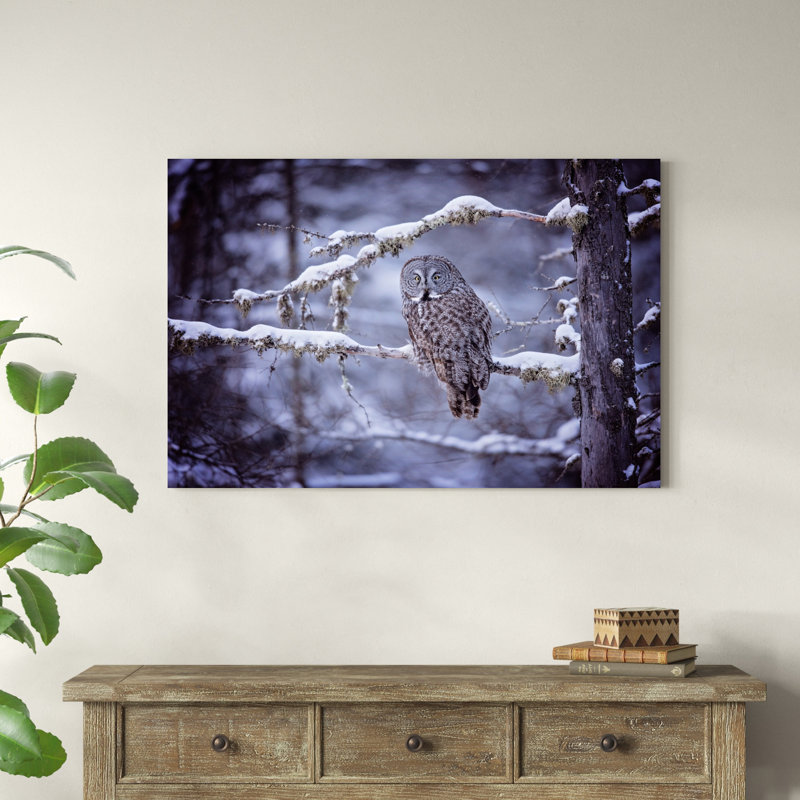 Hibou dans la neige II, H 32 po x l 48 po x P 1 po