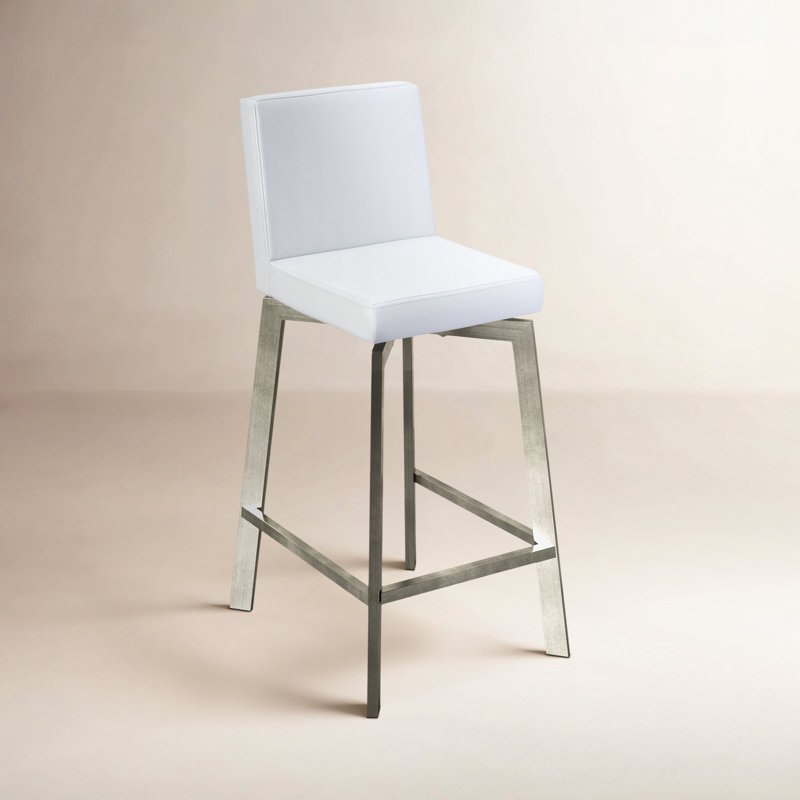 Giro 26" Swivel Bar Stool with Cushion, Counter Stool (26" Seat Height), White