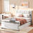 Upholstery Platform Bed With Multifunctional Trundle-801176936