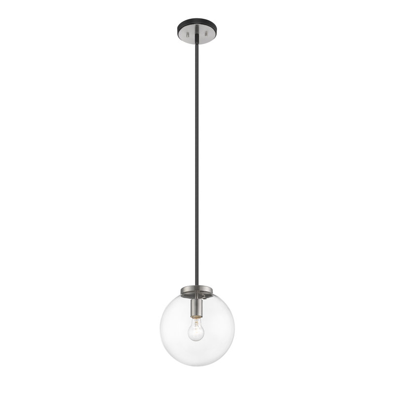 Luminaire sphère suspendu 1 lumières simple Anacletus, Nickel brossé