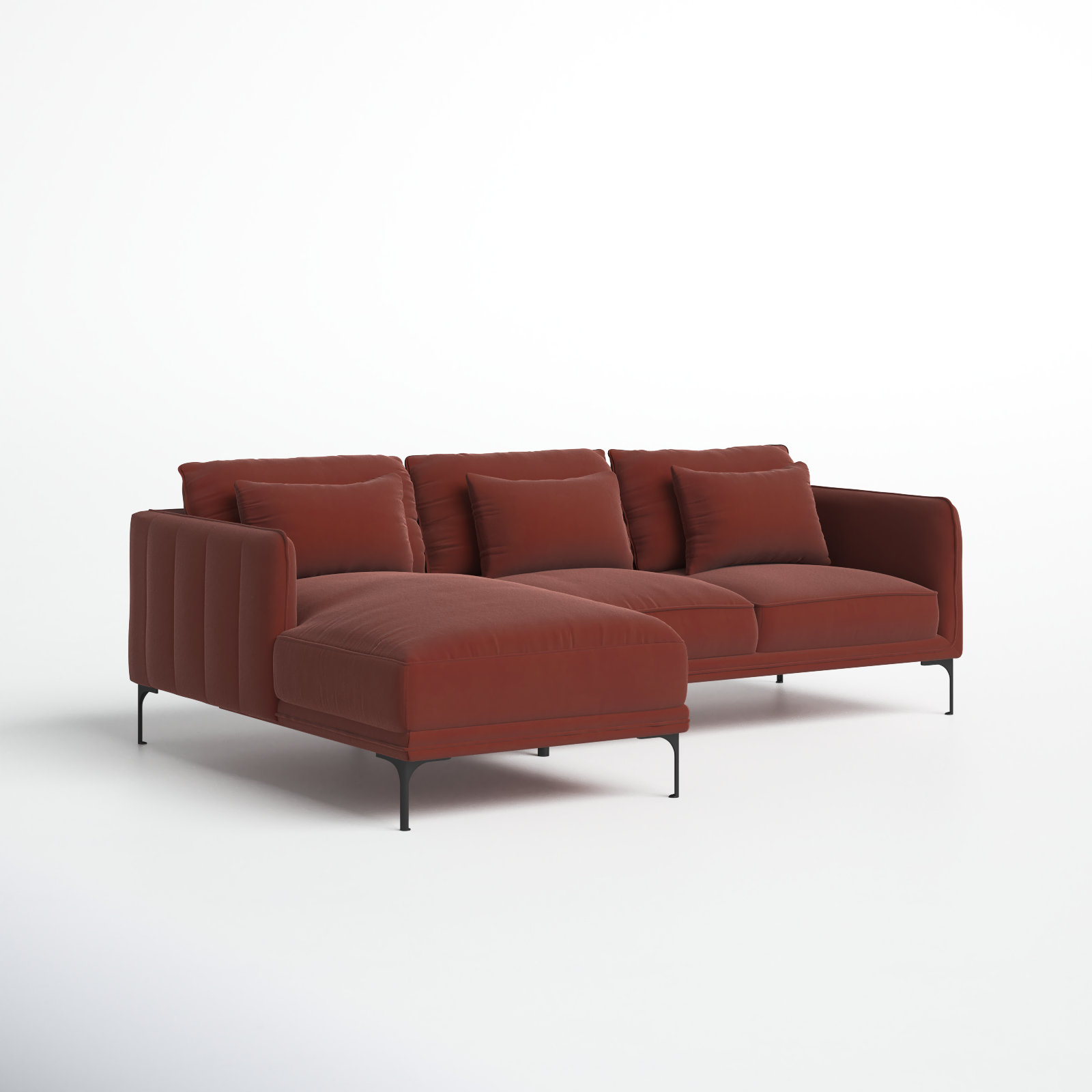 Rae Velvet Modular Sectional, Cinnamon Cotton Blend, Left Hand Facing