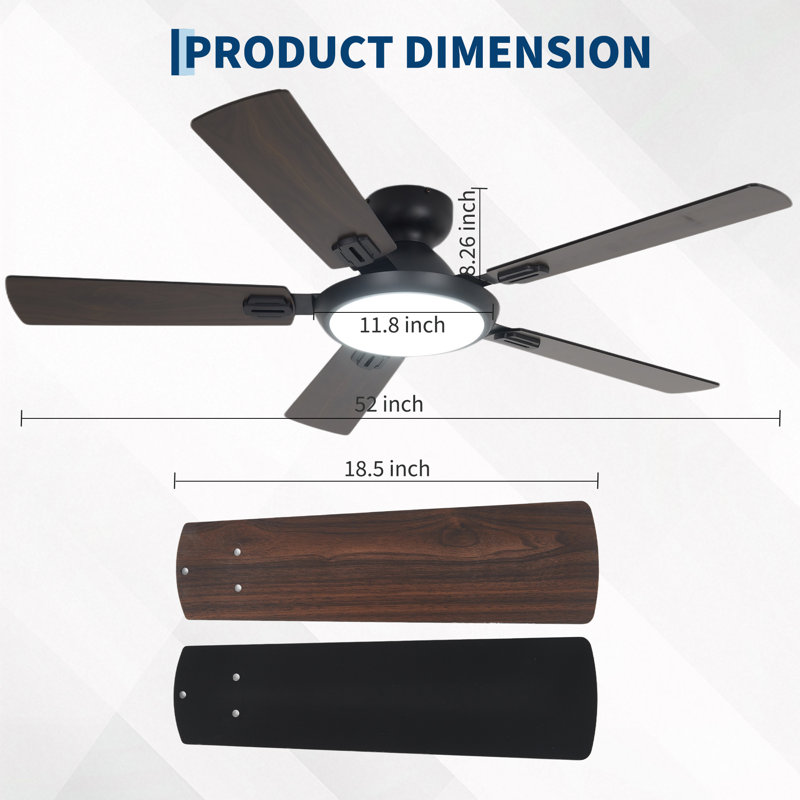 Ceiling Fan, 132.08cm W, Black, 132.08