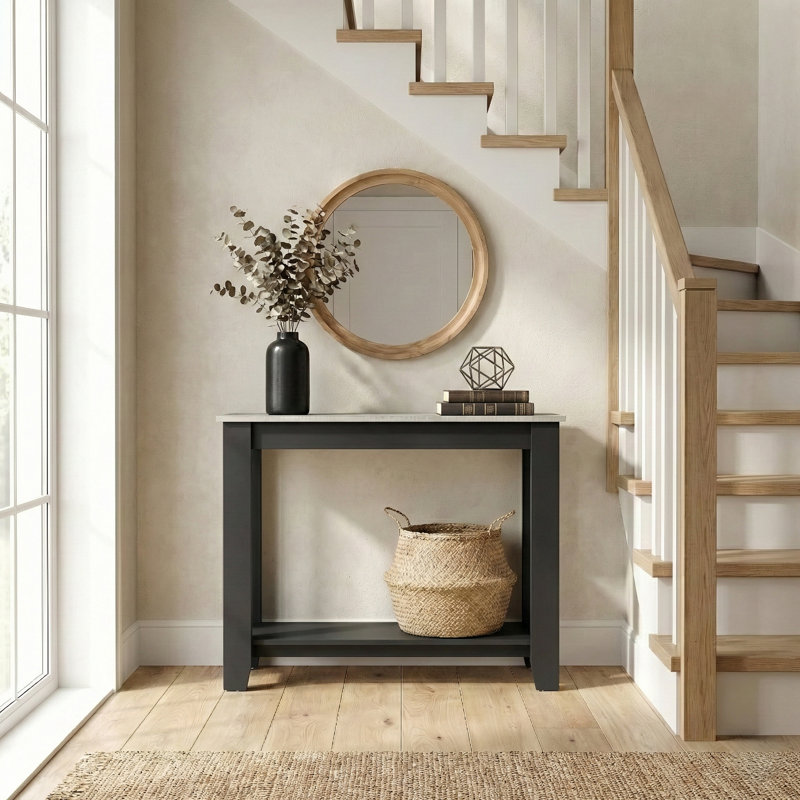 Weddel Basilico Console Table, Black/Dusty Gray Oak