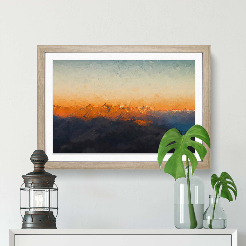 The Zillertal Alps in Italy in Abstract - Framed Print, 35cm H x 50cm W x 2cm D, Oak