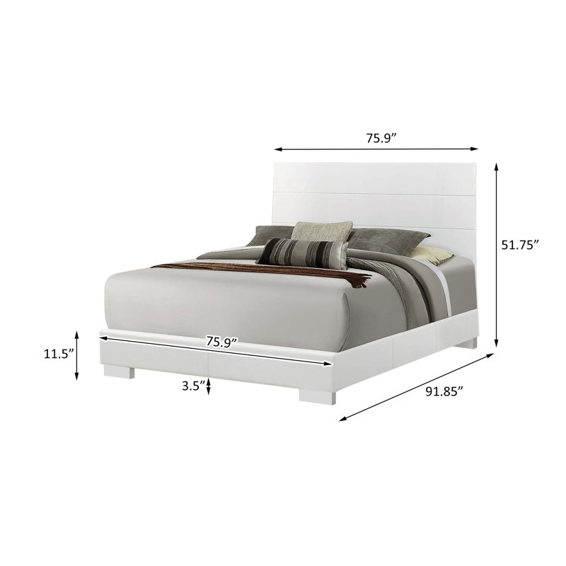 Vyara Upholstered Panel Bed in Glossy White, California King