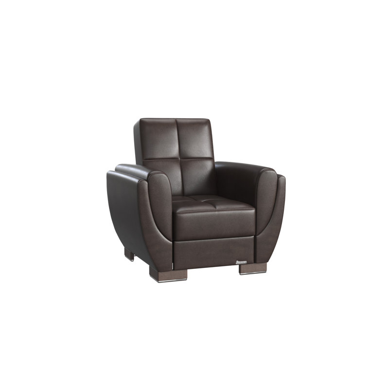 Fauteuil club en cuir Vegan, Brun