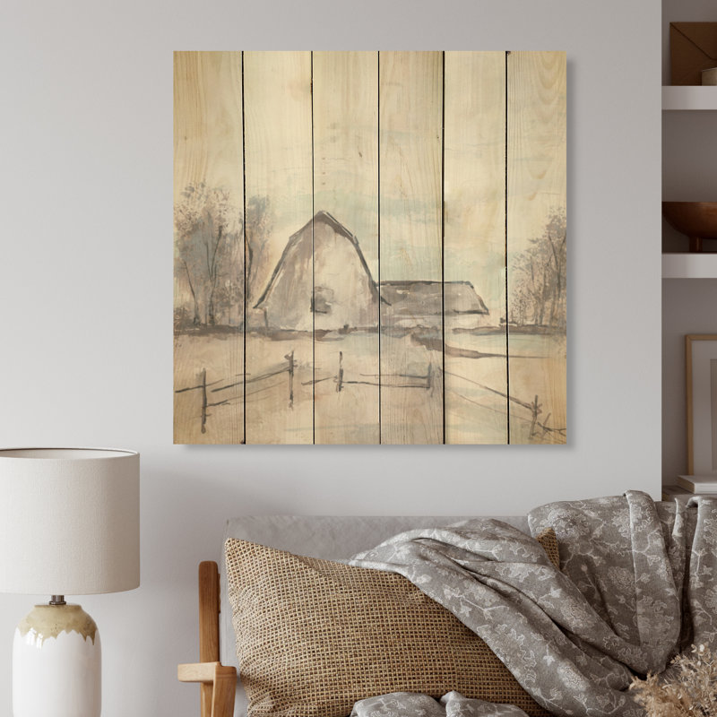 Farmhouse Barn Gray - Peinture sur, H 16 po x l 16 po x P 1 po