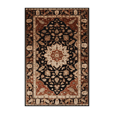Machine Washable Persian Black Area Rug