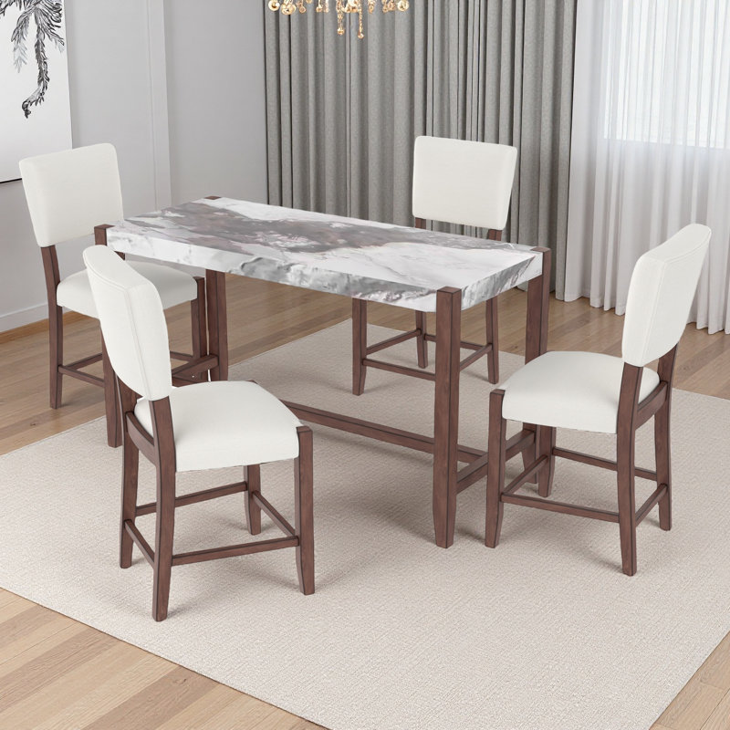 Ensemble de 4 tabourets de bar de style Mid-Century de 40,4 po avec dossier, tabourets de bar rembourrés en lin avec pieds en bois massif pour la salle à manger de l'îlot de cuisine