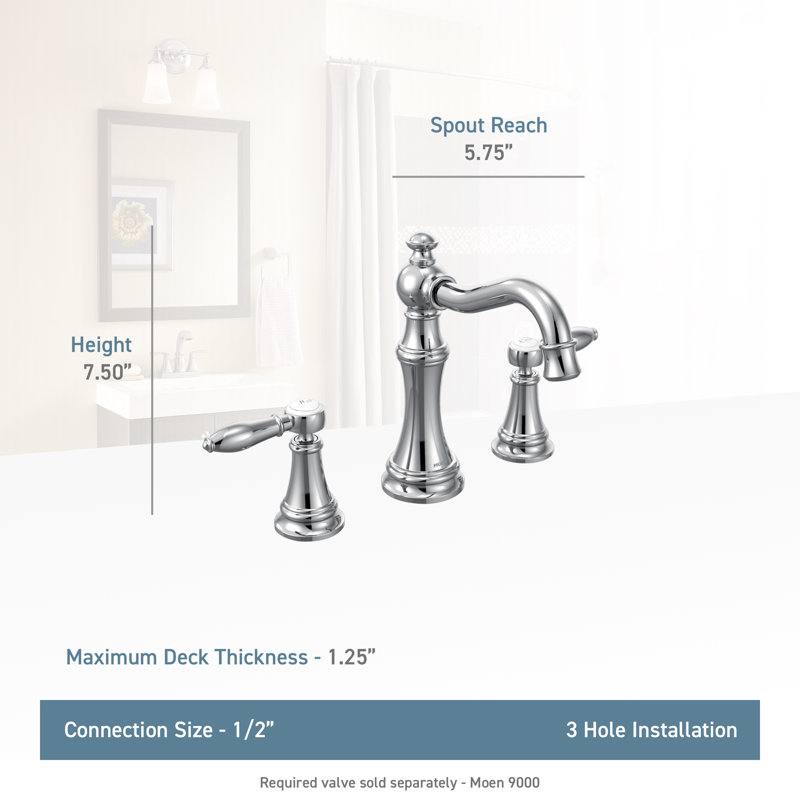 Moen Weymouth Two-Handle Widespread Bathroom Faucet Trim Kit, Valve Required, Brushed Gold