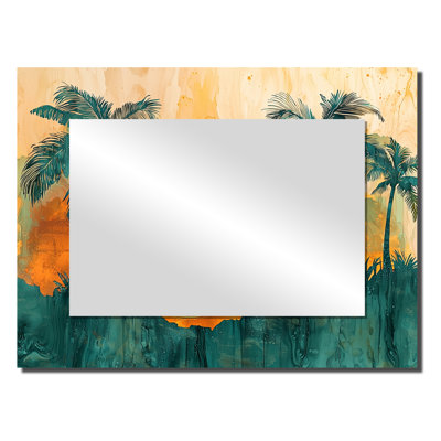 Colorful Palm Trees In Tropical Island II - Palms & Palm Trees Wall Mirror Art - Printed On Metal