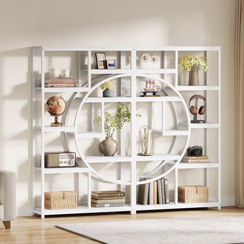 175cm H x 95cm W Steel Geometric Bookcase, White