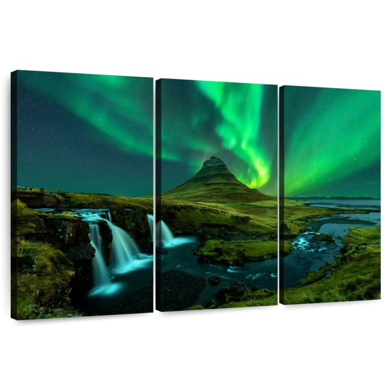 Alvord Kirkjufellsfoss Northern Lights, H 48 po x l 74 po