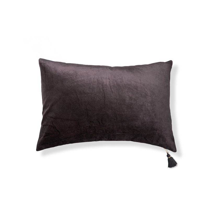 Coussin décoratif en velours floral, H 16 po x l 24 po, Forme rectangulaire