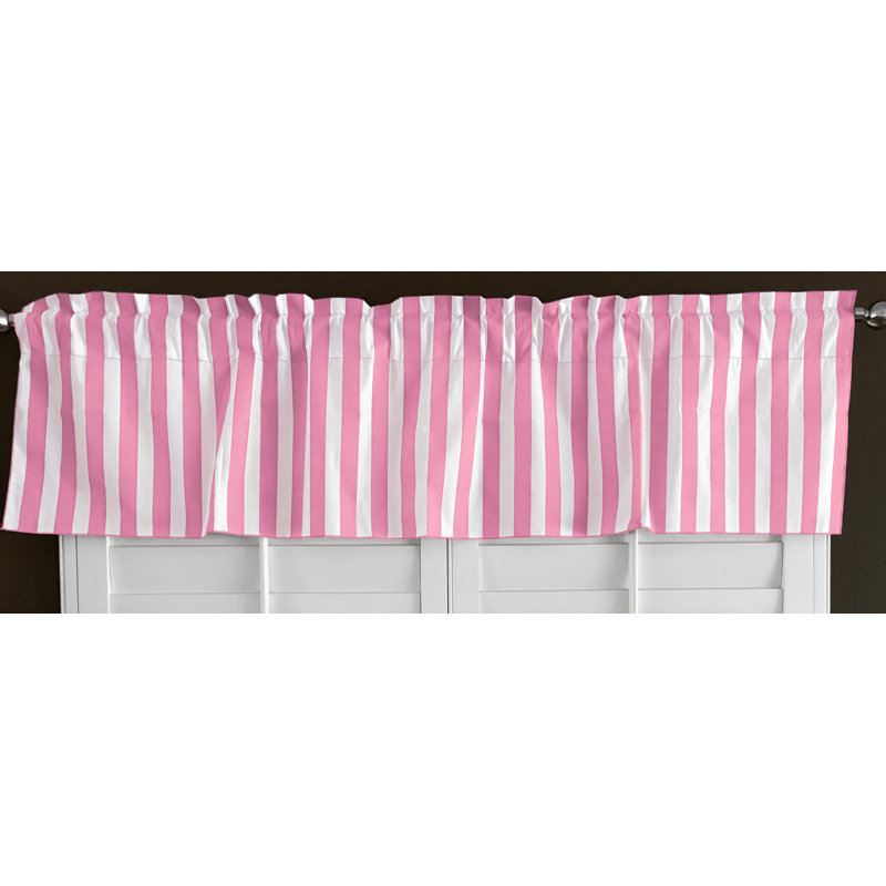 Cantonnière sur mesure en mélange de coton rayé Raice, L 58 po x L 24 po, Rose