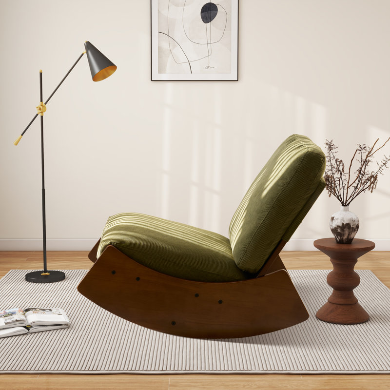 Chaise berçante en bois massif Latiah, Vert