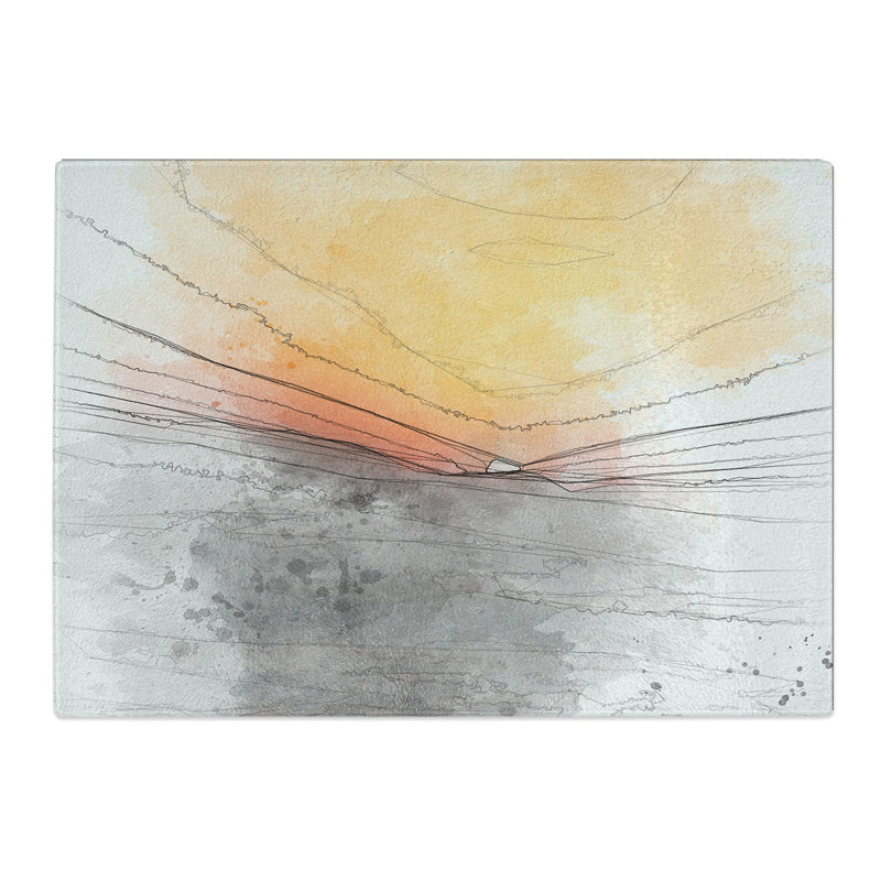 Tempered Glass Indian Sunrise Chopping Board, 20 cm x 28.5 cm