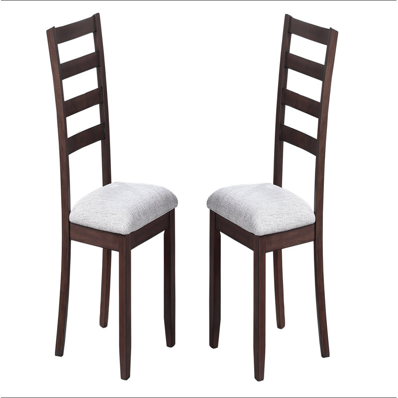 Ensemble de chaises de salle à manger 2 pièces à dossier échelle avec dossier rembourré et pieds courbés