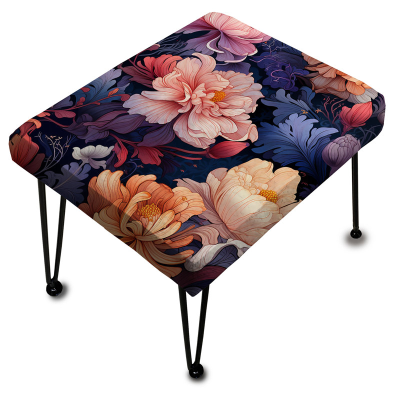 Kelso - Pink & Purple Cosmic Mystic Floral Botanic Dream - Floral Rectangle Ottoman