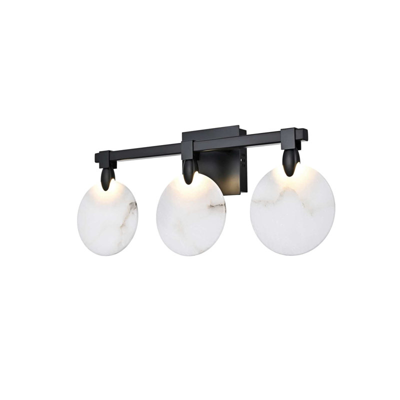Cambell 22 inch Alabaster Wall Sconce in Black, Black