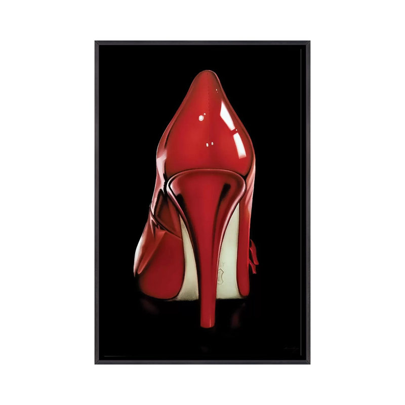 « Red heel » par Drew Darcy, reproduction d’art, H 40 po x l 26 po x P 1,5 po, Encadrement noir décoloré, Pas de tapis