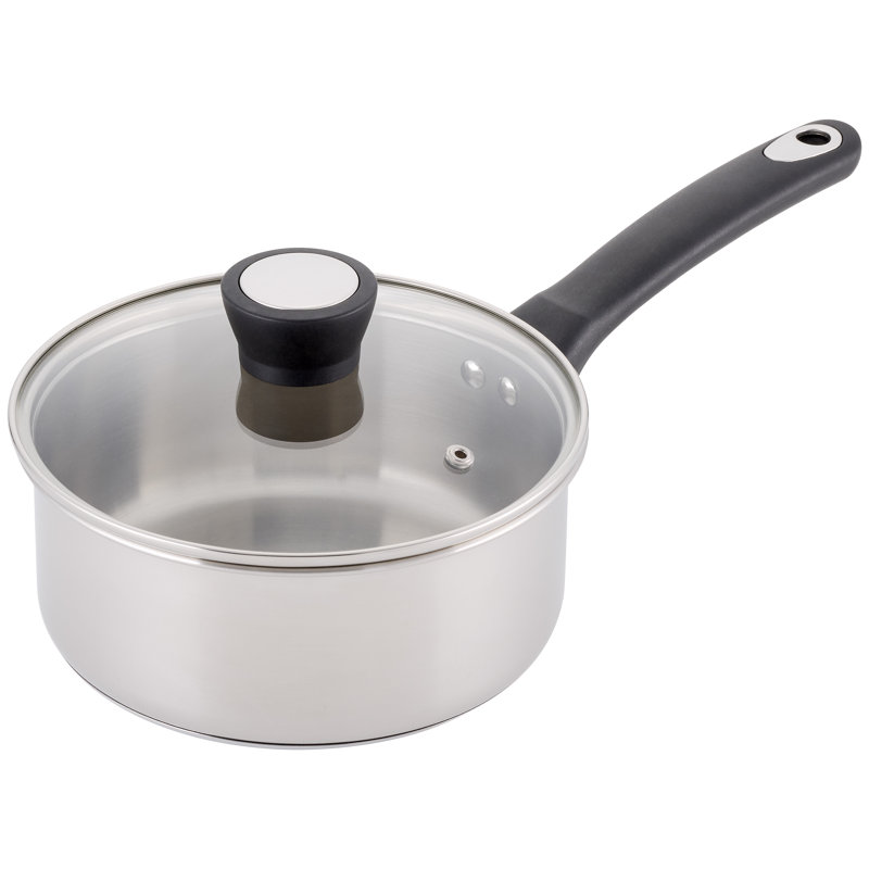 Judge Essentials, 18cm Uncoated Stainless Steel Saucepan, 1.6l, 14cm H x 37cm L x 18cm W