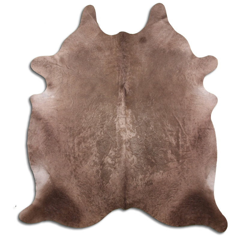 Tapis personnalisé en cuir de vache foncé champagne, Nouveauté 5 pi 8 po x 6 pi 7 po
