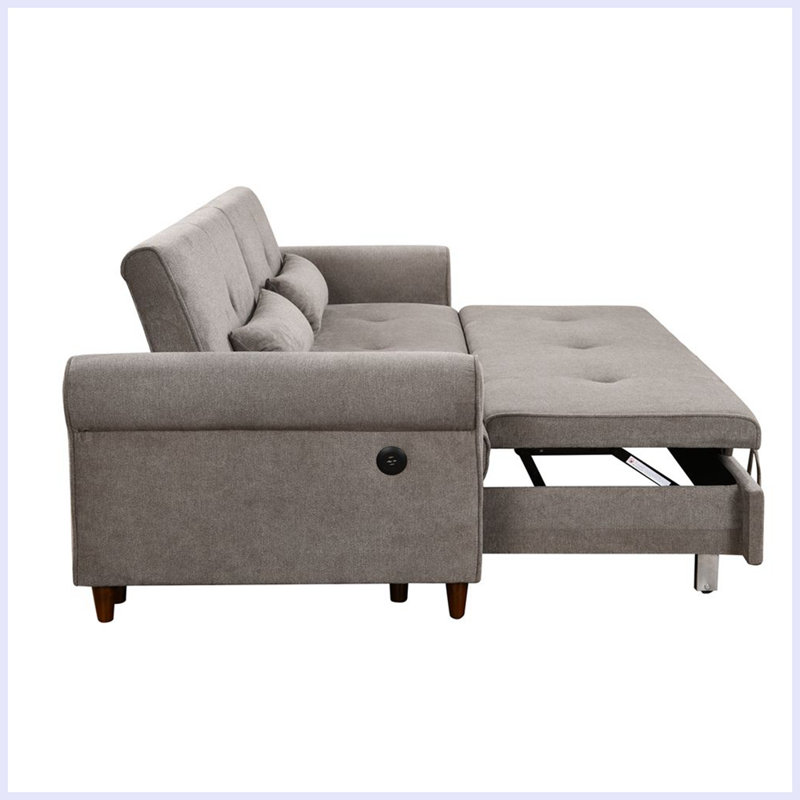Canapé-lit convertible 3 en 1 Modern, Polyester à 100 % de couleur brune