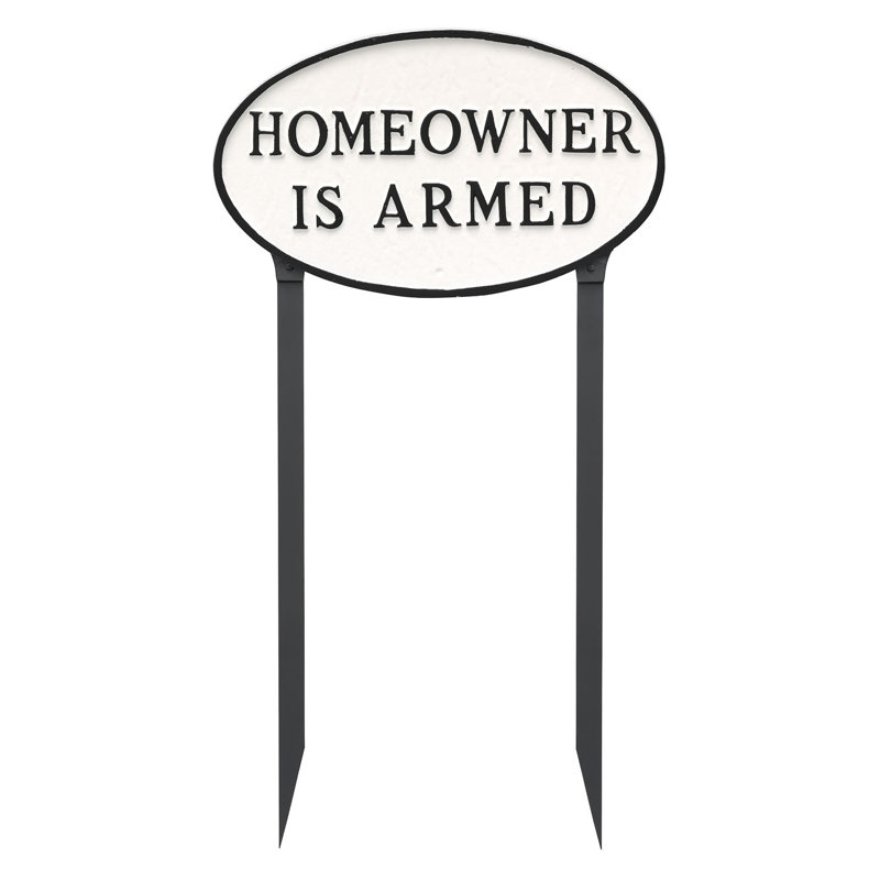 Weather Resistant Metal Garden Sign, White/Black