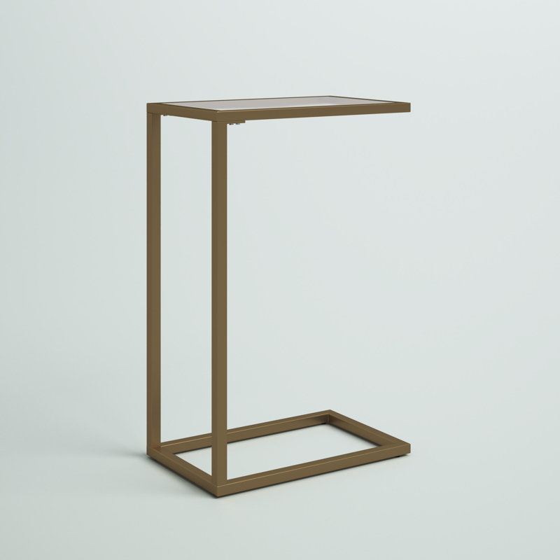 Elegant Gold Small 25.5" Space-Saving C-Shaped Side Table, Gold