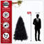 Arbre de Noël noir avec 350 lumières DEL blanches - Arbre artificiel 1460 pointes PE + PVC pour décoration d'Halloween et des Fêtes, structure à charnières avec support en métal stable-1477315481