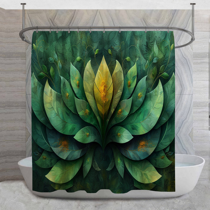 Rideau de douche Greenery - Décoration de salle de bain botanique 16693, H 84 po x l 70 po