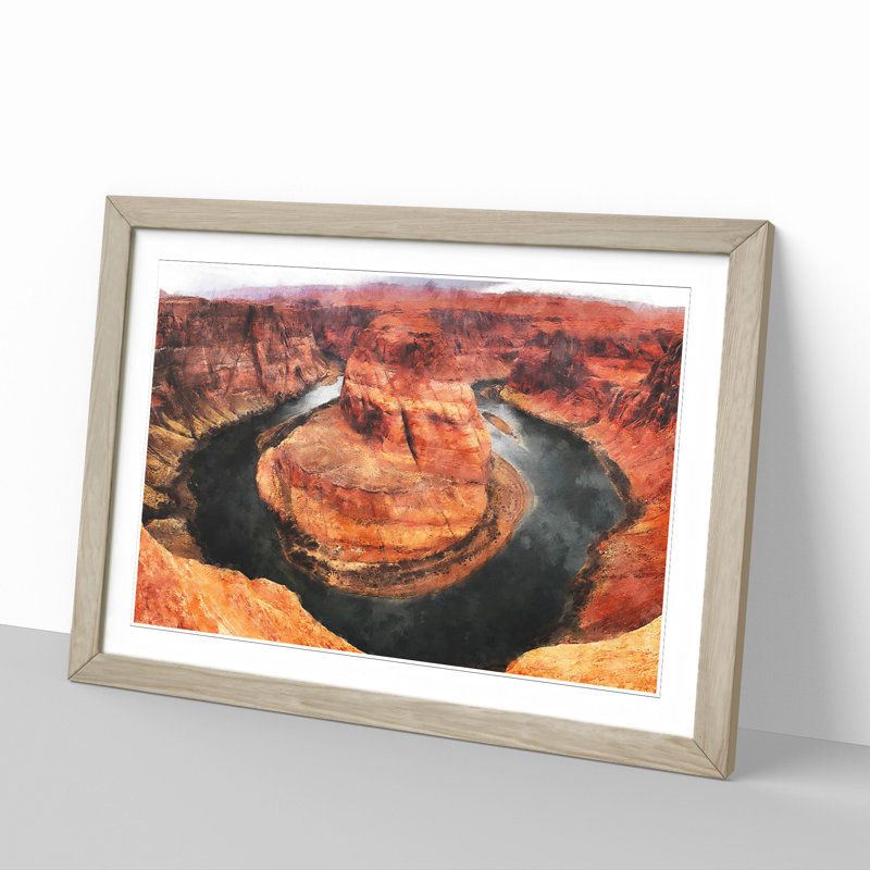 Horseshoe Bend in the Grand Canyon Vol.2 - Picture Frame Painting, Oak Framed, 36cm H x 48cm W x 2cm D