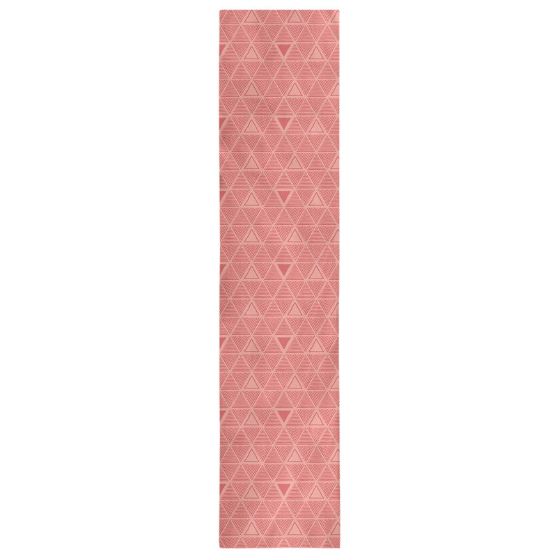 Classic Hand Drawn Triangles Table Runner, 16" x 90", Light Red