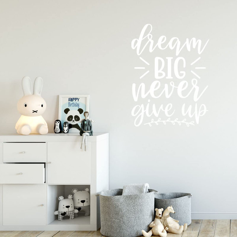 Adhésif décoratif «Dream Big Never Never Up», H 13 po x l 10 po, Blanc