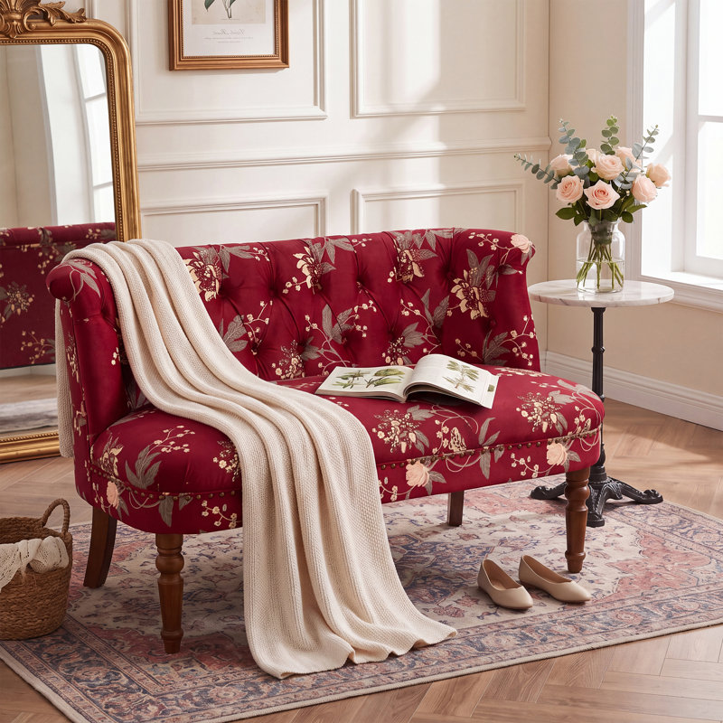 Causeuse Eloise, Wine Red