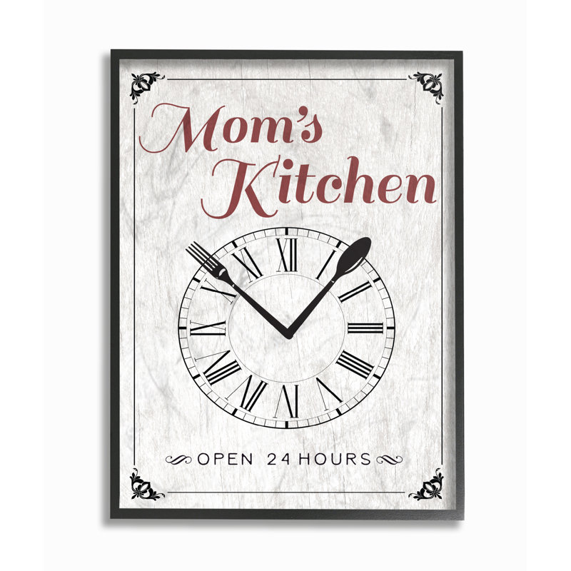 «Mom's Kitchen Open 24 Hours» par Daphne Polselli, reproduction d'art textuel sur toile, H 20 po x l 16 po