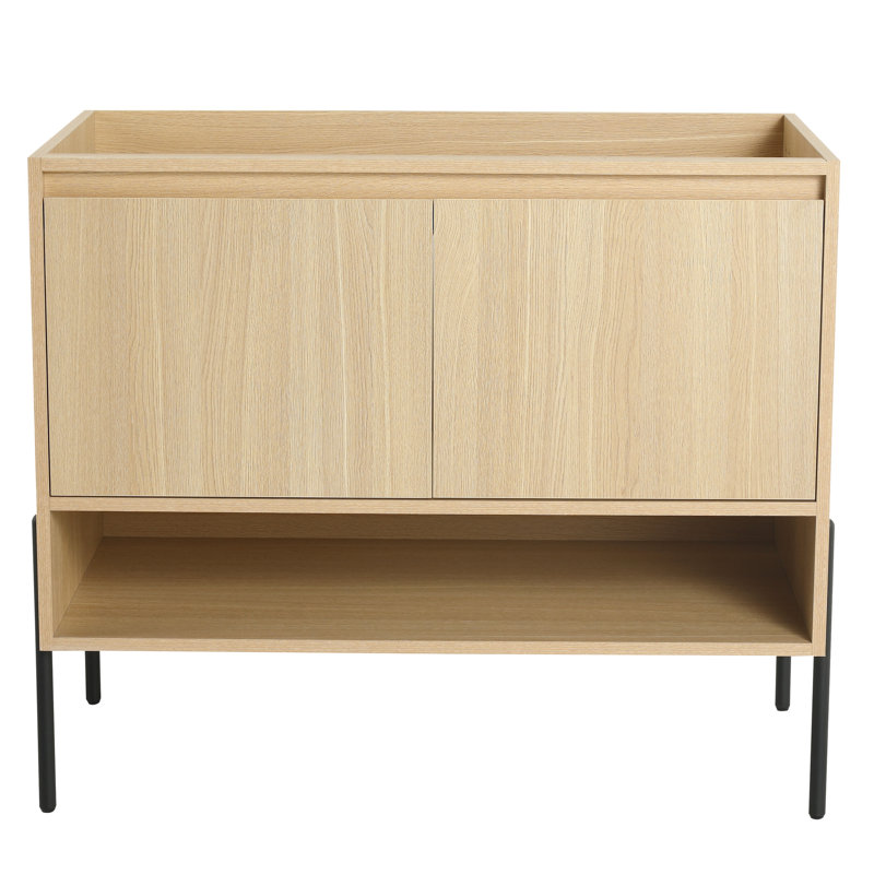 Meuble-lavabo de 36 po - 2 portes à fermeture douce en bois d'ingénierie en chêne moderne avec beaucoup d'espace de rangement