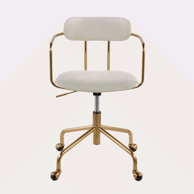Chaise de bureau contemporaine en métal doré et velours