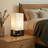 Maxwell 14 in. Mid-Century Modern LED Bedside Table Lamp with Fabric Square Shade