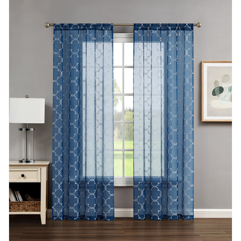 Sheer Curtain, Blue, 38" W x 84" L