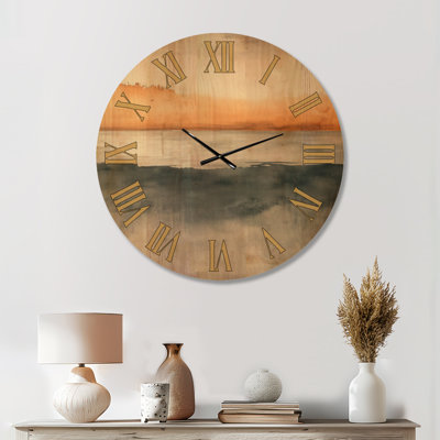 Oversized Seascape Minimalist Wooden Wall Clock – Ayea