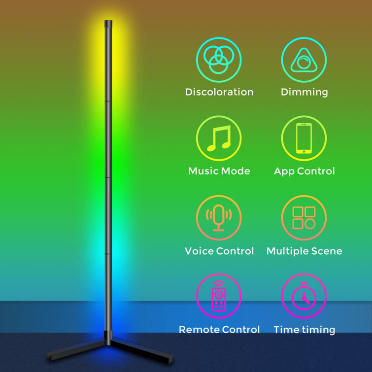 RGB LED Floor Corner Lamp Light Stand Bluetooth Streaming Gaming