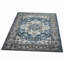 Tapis moyen 5 x 7, motif floral bohémien rétro bleu et brun