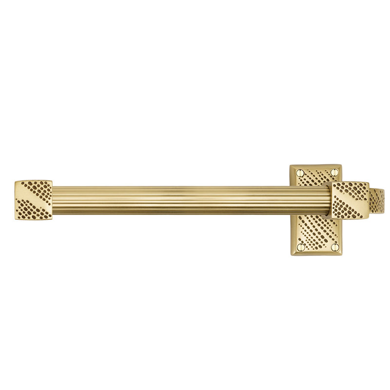 SUTTON  12" HAND TOWEL BAR LEFT, REEDED HANDLE; SATIN NICKEL FINISH, Museum Gold, 3.75" H x 9.75" W x 3.25" D