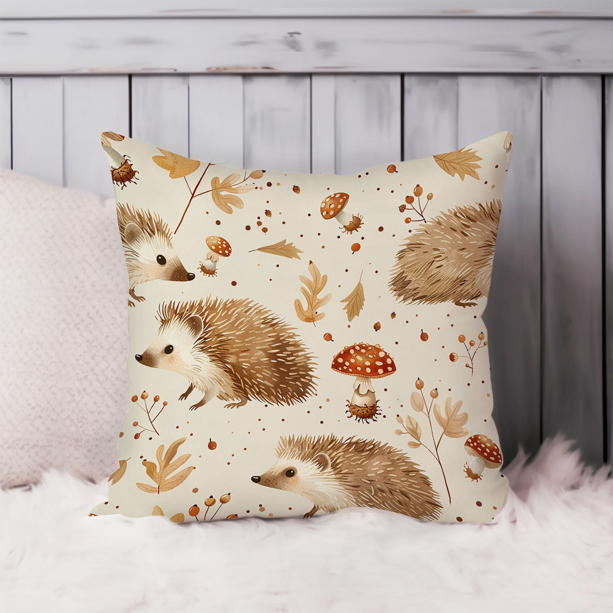 Pillow Hedgehog Ethan Taylor Animals Hedgehog Pattern III Cottage