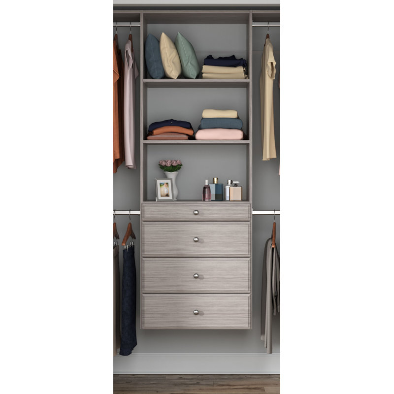 Grid 48 - 96'' Closet System (Can Be Cut to Fit), Weathered Gray