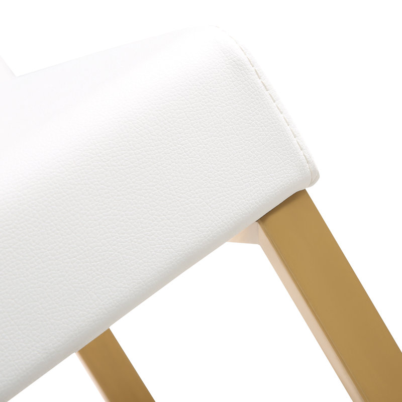 Upholstered Bar Stool, White/Gold, 78cm