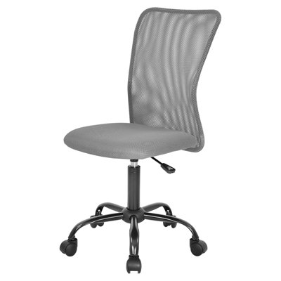 Home Office Chair Mid Back Mesh Desk Chair Armless Computer Chair Ergonomic Task Rolling Swivel Chair Back Support Adjustable Modern Chair With Lumbar by Inbox Zero